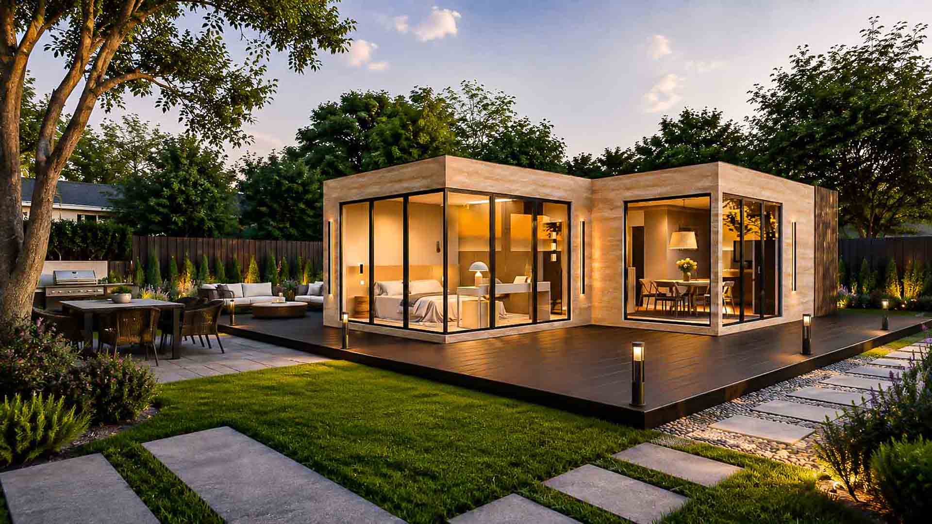 Evening lighting reference — standard LED fittings
