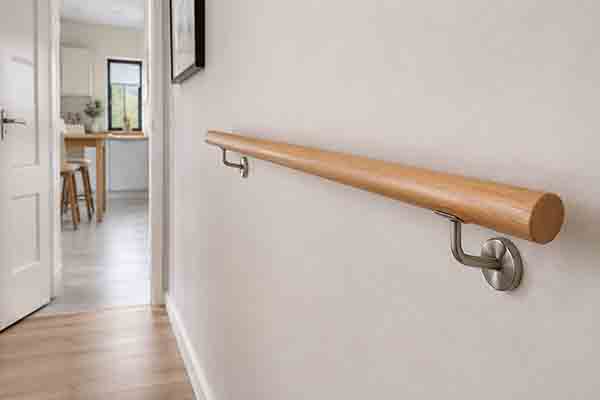 MEG granny flat inclusion — solid timber handrail for accessibility