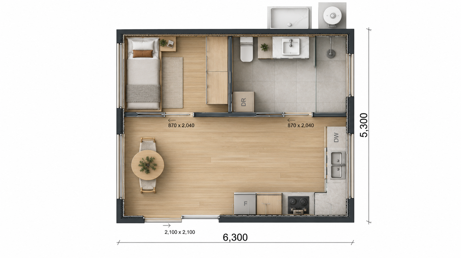 1 Bedroom floor plan